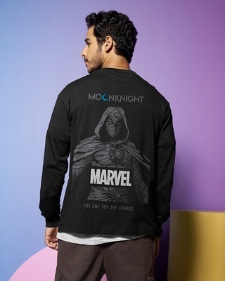 Shop Men's Black Marvel's Moon Knight Graphic Printed Oversized T-shirt-Front