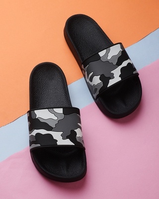 Shop Men's Black Military Flip Flops & Sliders-Front