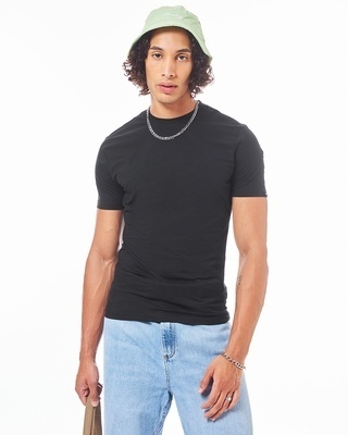 Shop Men's Black Muscle Fit T-shirt-Front