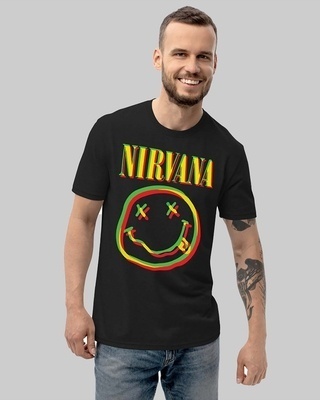 Shop Men's Black Nirvana Typography T-shirt-Front