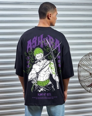 Shop Men's Black Ashura Graphic Print Oversized T-shirt-Front