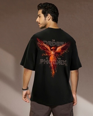Shop Men's Black Order Of The Phoenix Graphic Printed Oversized T-shirt-Front