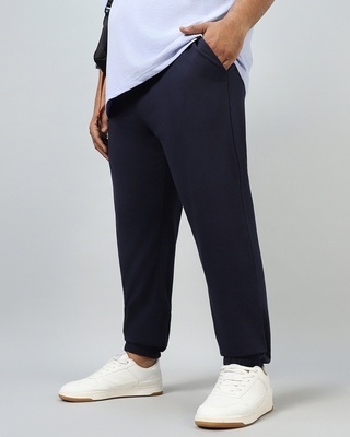 Shop Men's Blue  Oversized Plus Size Joggers-Front