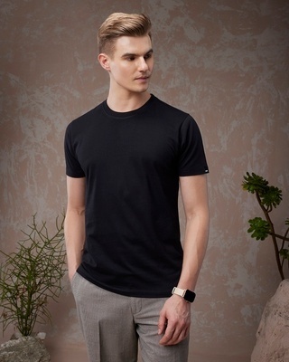Shop Men's Black Plus Size T-shirt-Front