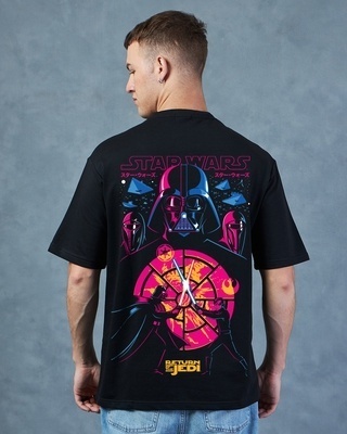 Shop Men's Black Return of Jedi Graphic Printed Oversized T-shirt-Front