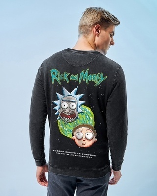 Shop Men's Black Rick and Morty Graphic Printed Sweatshirt-Front
