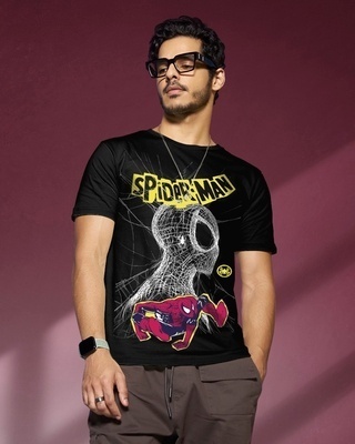 Shop Men's Black Spider Sense Graphic Printed T-shirt-Front