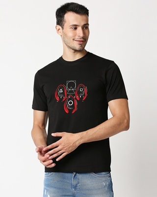 Shop Men's Black Squid Game Printed T-shirt-Front