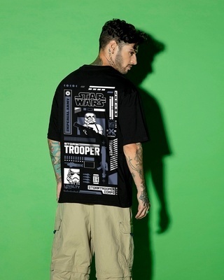 Shop Men's Black Storm Trooper Graphic Printed Oversized T-shirt-Front