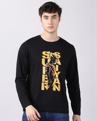 Shop Men's Black Super Saiyan Graphic Printed T-shirt-Front