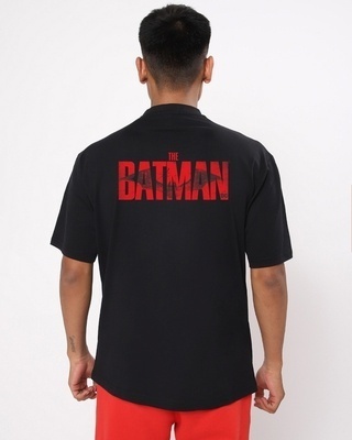 Shop Men's Black The Batman Vengeance Placeholder Graphic Printed Oversized T-shirt-Front