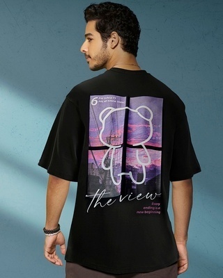 Shop Men's Black The View Graphic Printed Oversized T-shirt-Front