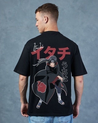 Shop Men's Black Uchiha Itachi Graphic Printed Oversized T-shirt-Front