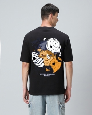 Shop Men's Black Uchiha Obito Graphic Printed Oversized T-shirt-Front