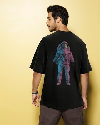 Shop Men's Black Universal Astro Graphic Printed Oversized T-shirt-Front