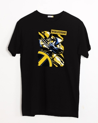 Shop Men's Black Wolverine Poster (XML) Printed T-shirt-Front