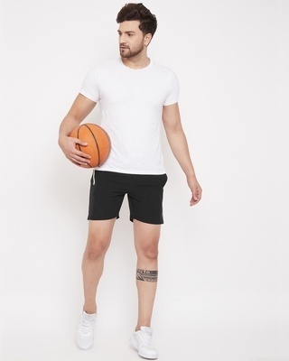 Shop Men's Black Zipper Pocket Shorts-Front
