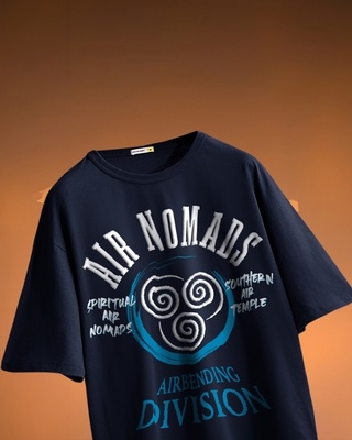 Shop Men's Blue Air Nomads Varsity Graphic Printed Oversized T-shirt-Front
