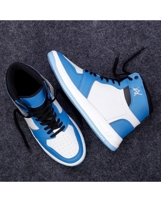 Shop Men's Blue and White Color Block Sneakers-Front