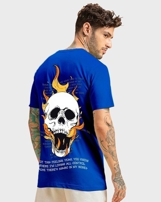 Shop Men's Blue Bones Graphic Printed T-shirt-Front