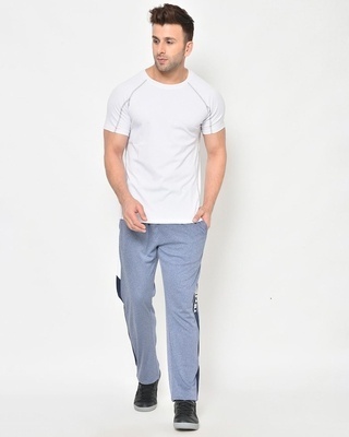 Shop Men's Blue Color Block Track Pants-Front