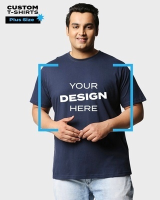 Shop Men's Blue Customizable Oversized Plus Size T-shirt-Front