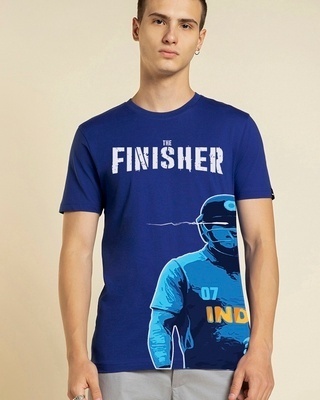 Shop Men's Blue Finisher Graphic Printed T-shirt-Front