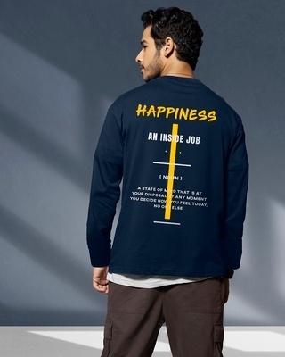 Shop Men's Blue Happy State Graphic Printed T-shirt-Front
