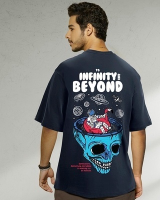 Shop Men's Blue Infinity Space Graphic Printed Oversized T-shirt-Front