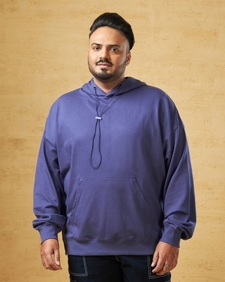 Shop Men's Blue Oversized Plus Size Hoodies-Front