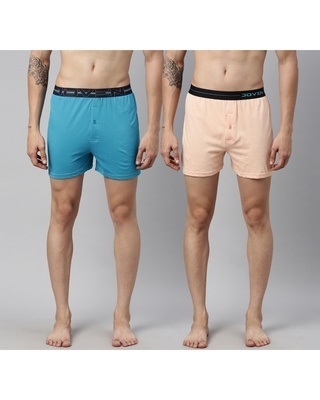 Shop Men's Blue & Pink Cotton Boxers (Pack of 2)-Front