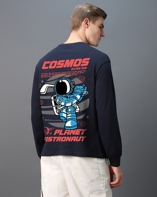 Shop Men's Blue Planet Astro Graphic Printed Oversized T-shirt-Front