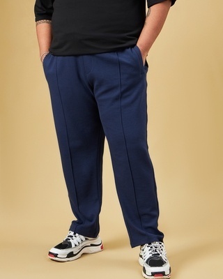 Shop Men's Blue Plus Size Track Pants-Front
