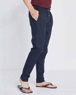 Shop Men's Blue Slim Fit Cotton Pyjamas-Front