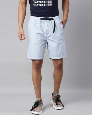 Shop Men's Blue Slim Fit Cotton Shorts-Front