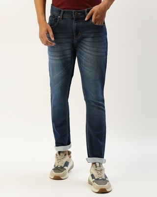 Shop Men's Blue Slim Fit Jeans-Front
