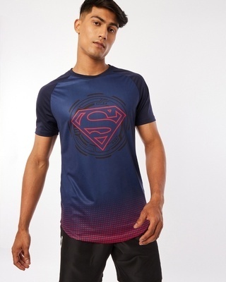 Shop Men's Blue Superman Training T-shirt-Front
