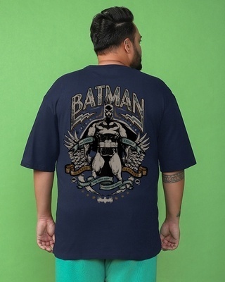 Shop Men's Blue The Dark Knight Graphic Printed Oversized Plus Size T-shirt-Front