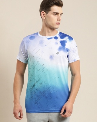 Shop Men's Blue Tie and Dye Casual T-shirt-Front