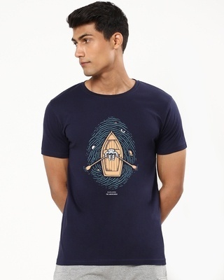 Shop Men's Blue Unexplored World Graphic Printed T-shirt-Front
