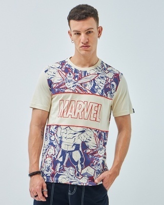 Shop Men's Brown All Over Printed T-shirt-Front