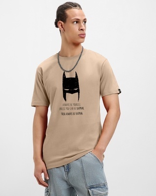 Shop Men's Brown Be Batman Graphic Printed T-shirt-Front