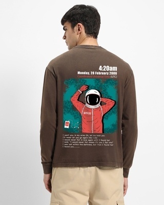 Shop Men's Brown Dreamer Graphic Printed Oversized T-shirt-Front