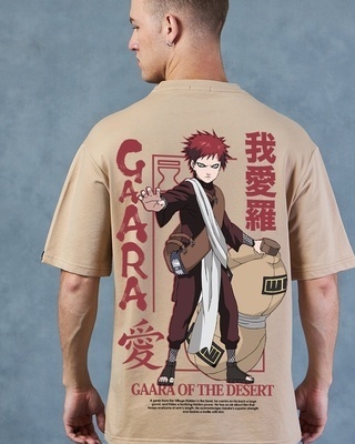 Shop Men's Brown Gaara Desert Graphic Printed Oversized T-shirt-Front