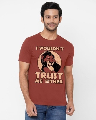 Shop Men's Brown I Wouldn't Trust Me Either Graphic Printed T-shirt-Front