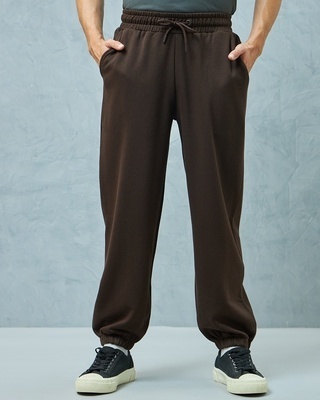 Shop Men's Brown Super Loose Fit Joggers-Front