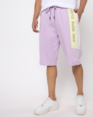 Shop Men's Lilac Panel Shorts-Front