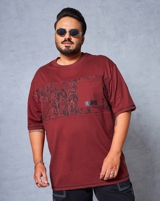 Shop Men's Brick Red Avengers Graphic Printed Oversized Plus Size T-shirt-Front