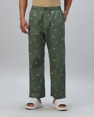 Shop Men's Green All Over Printed Pyjamas-Front