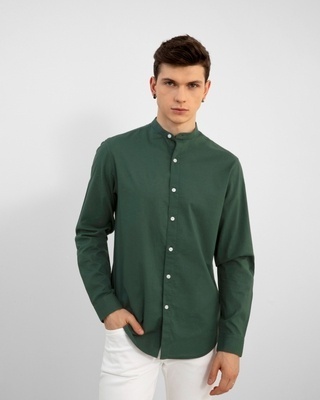 Shop Men's Green Cotton Slim Fit Shirt-Front